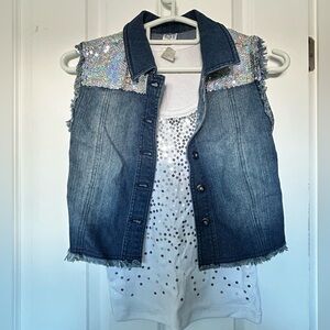 Cowgirl style Denim Vest with Sequin Accents